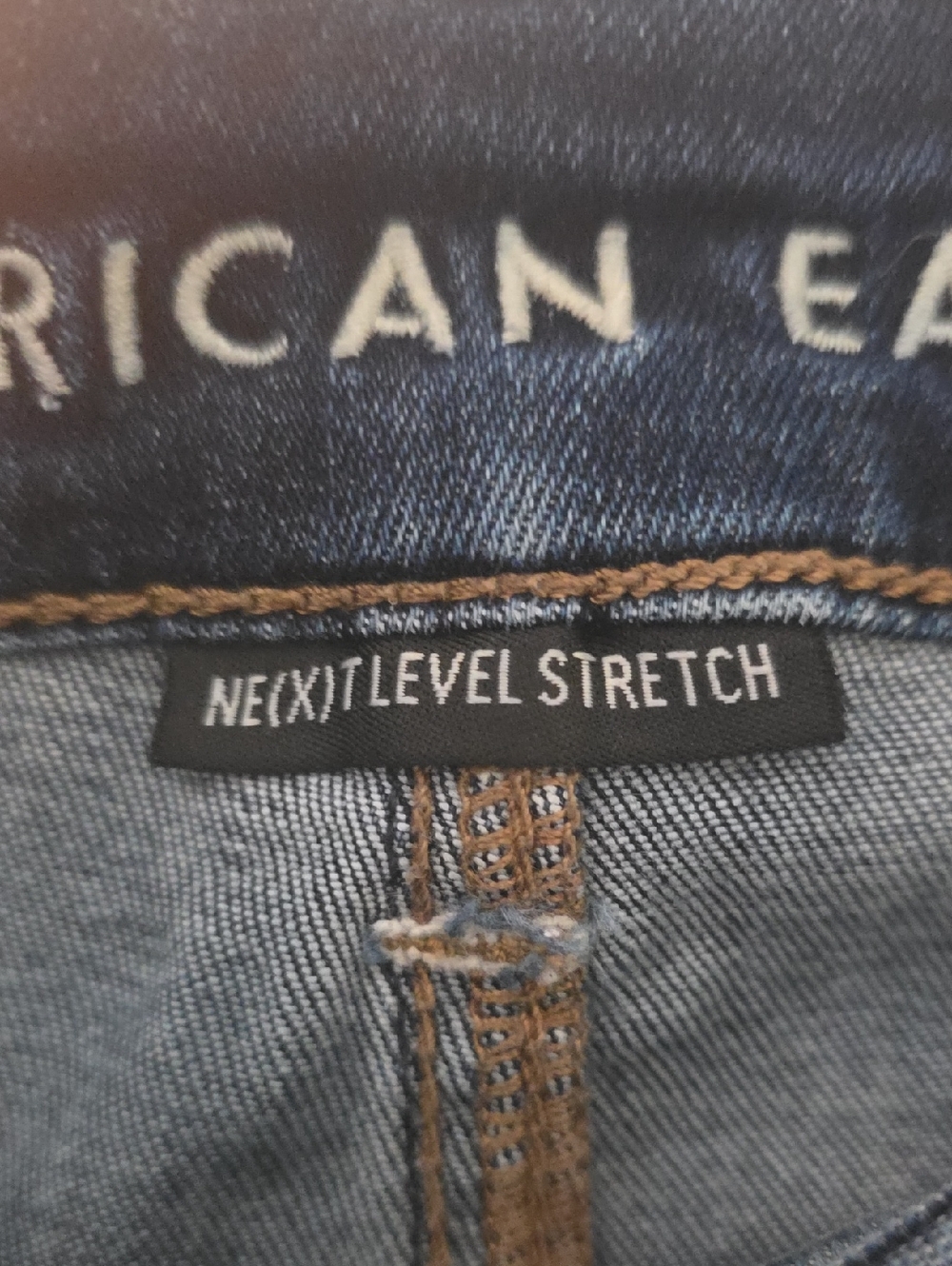 American Eagle Outfitters Dark Blue Distressed Denim Jean Shorts - Picture 4 of 5